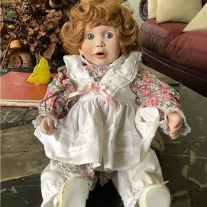Rock A Bye porcelain prairie doll Terri Dihetre Georgetown Collection toddler